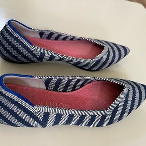 Rothy's Women's Striped Riveria Point Blue Flats - size 8